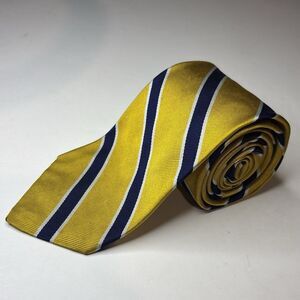 Brooks Brothers Silk Makers & Merchants Yellow Navy Stripped Men's Neck Tie VTG